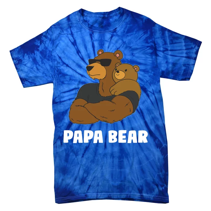 Papa Bear Father Daughter Son Papa Bear Gift Tie-Dye T-Shirt