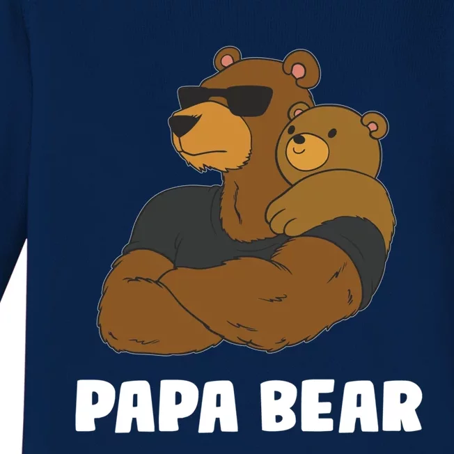 Papa Bear Father Daughter Son Papa Bear Gift Baby Long Sleeve Bodysuit