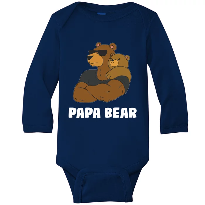 Papa Bear Father Daughter Son Papa Bear Gift Baby Long Sleeve Bodysuit