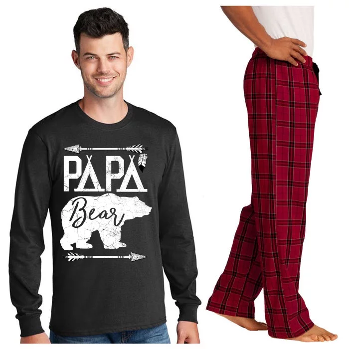 Papa Bear Fathers Day Gift For Dad Grandpa Husband Daddy Gift Long Sleeve Pajama Set