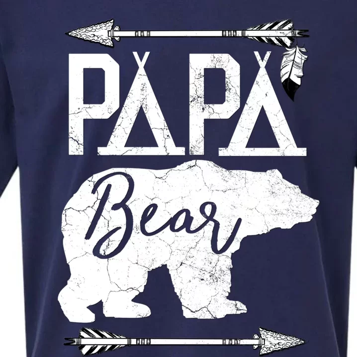 Papa Bear Fathers Day Gift For Dad Grandpa Husband Daddy Gift Sueded Cloud Jersey T-Shirt