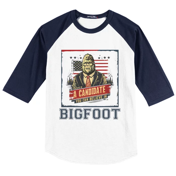 Patriotic Bigfoot For President American Election 2024 Baseball Sleeve Shirt