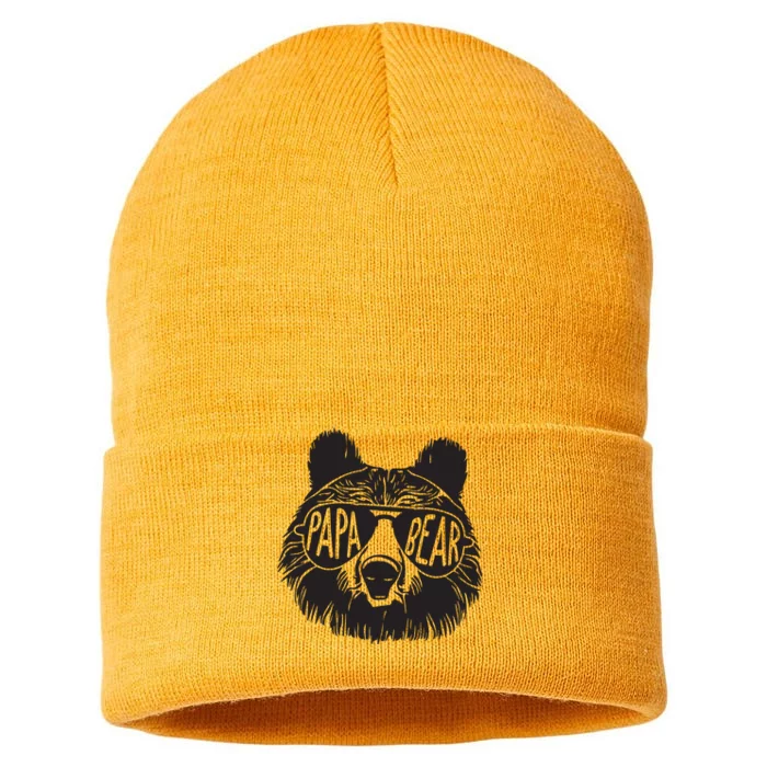 Papa Bear Fathers Day Gift Sustainable Knit Beanie