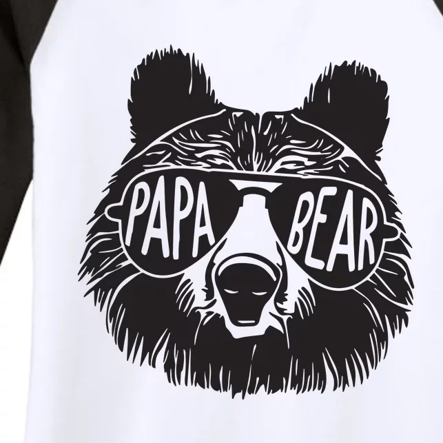 Papa Bear Fathers Day Gift Women's Tri-Blend 3/4-Sleeve Raglan Shirt