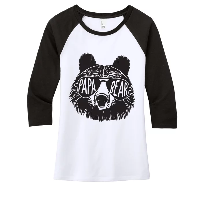 Papa Bear Fathers Day Gift Women's Tri-Blend 3/4-Sleeve Raglan Shirt