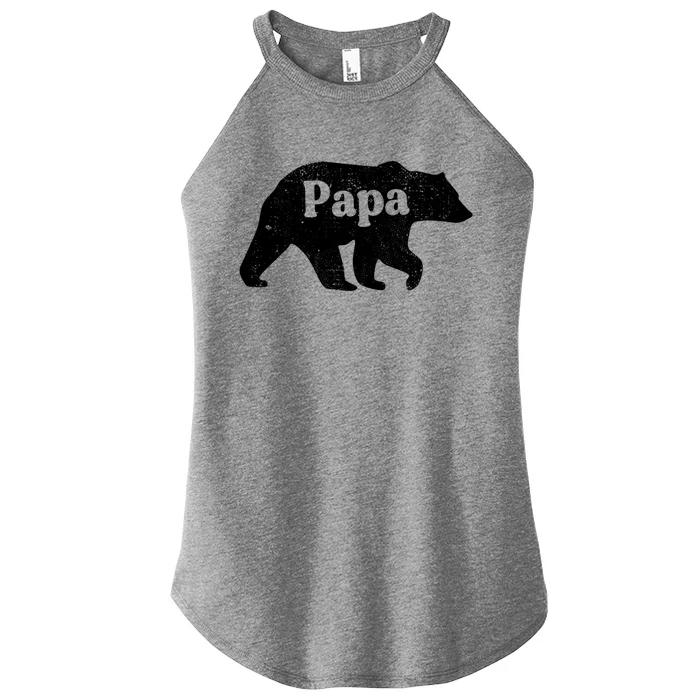 Papa Bear Fathers Day Vintage Distressed Cool Papa Gift Women’s Perfect Tri Rocker Tank