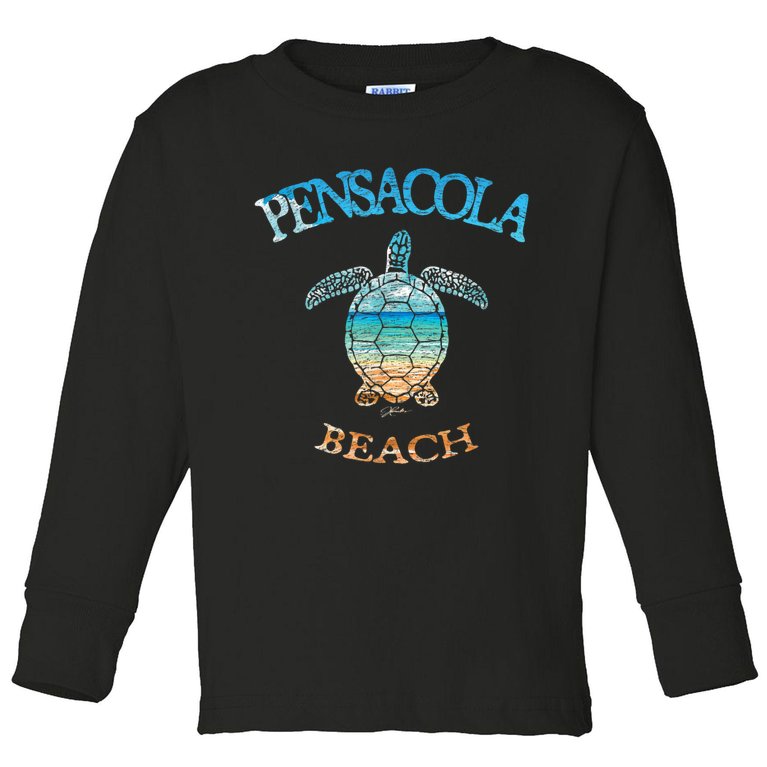 Pensacola Beach, FL, Sea Turtle Toddler Long Sleeve Shirt