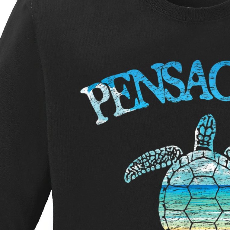Pensacola Beach, FL, Sea Turtle Ladies Missy Fit Long Sleeve Shirt