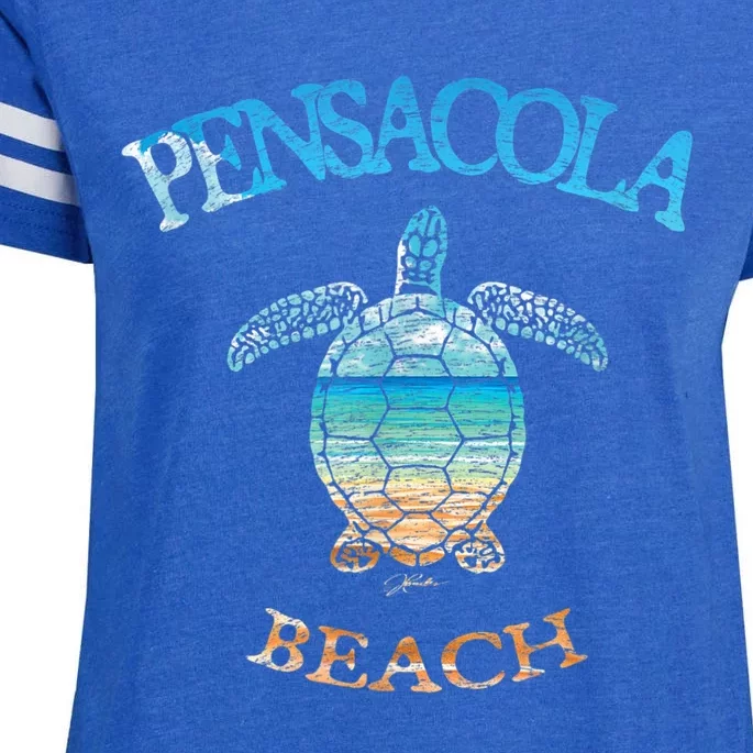 Pensacola Beach, FL, Sea Turtle Enza Ladies Jersey Football T-Shirt