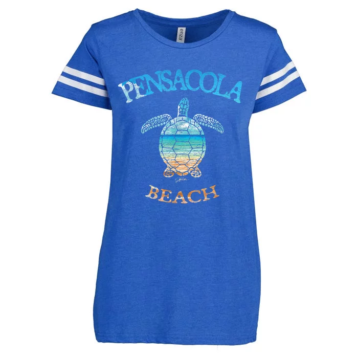 Pensacola Beach, FL, Sea Turtle Enza Ladies Jersey Football T-Shirt