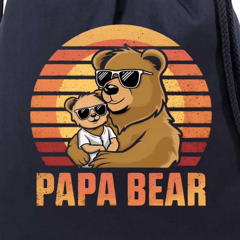 Papa Bear FatherS Day Papa Bear Matching Family Cool Gift Drawstring Bag