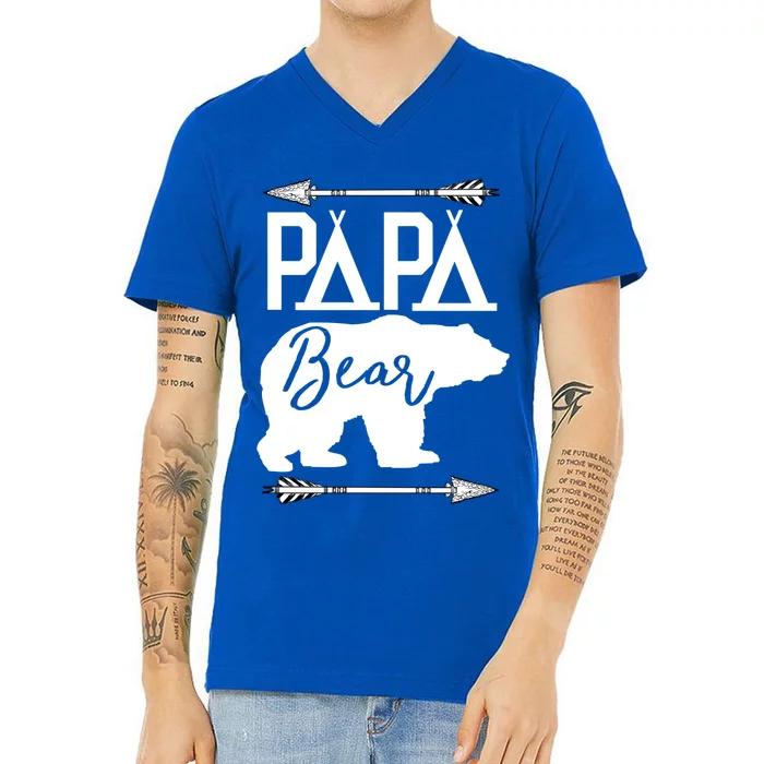 Papa Bear Fathers Day Gift For Dad Grandpa Husband Daddy Meaningful Gift V-Neck T-Shirt