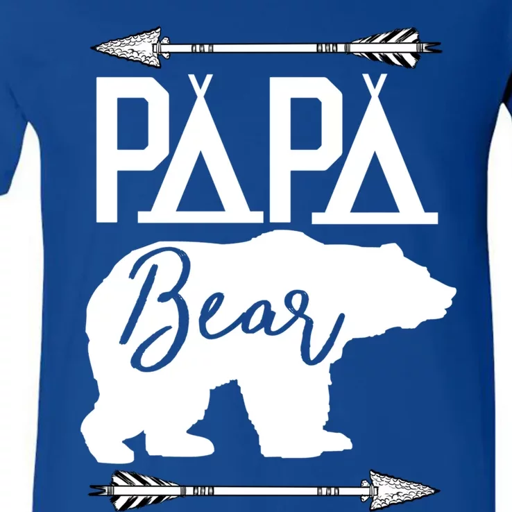 Papa Bear Fathers Day Gift For Dad Grandpa Husband Daddy Meaningful Gift V-Neck T-Shirt