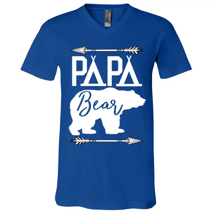 Papa Bear Fathers Day Gift For Dad Grandpa Husband Daddy Meaningful Gift V-Neck T-Shirt