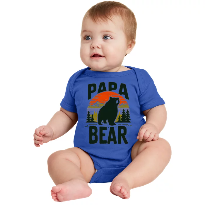 Papa Bear For Proud Dad Husband Uncle Grizzly Fathers Day Cool Gift Baby Bodysuit