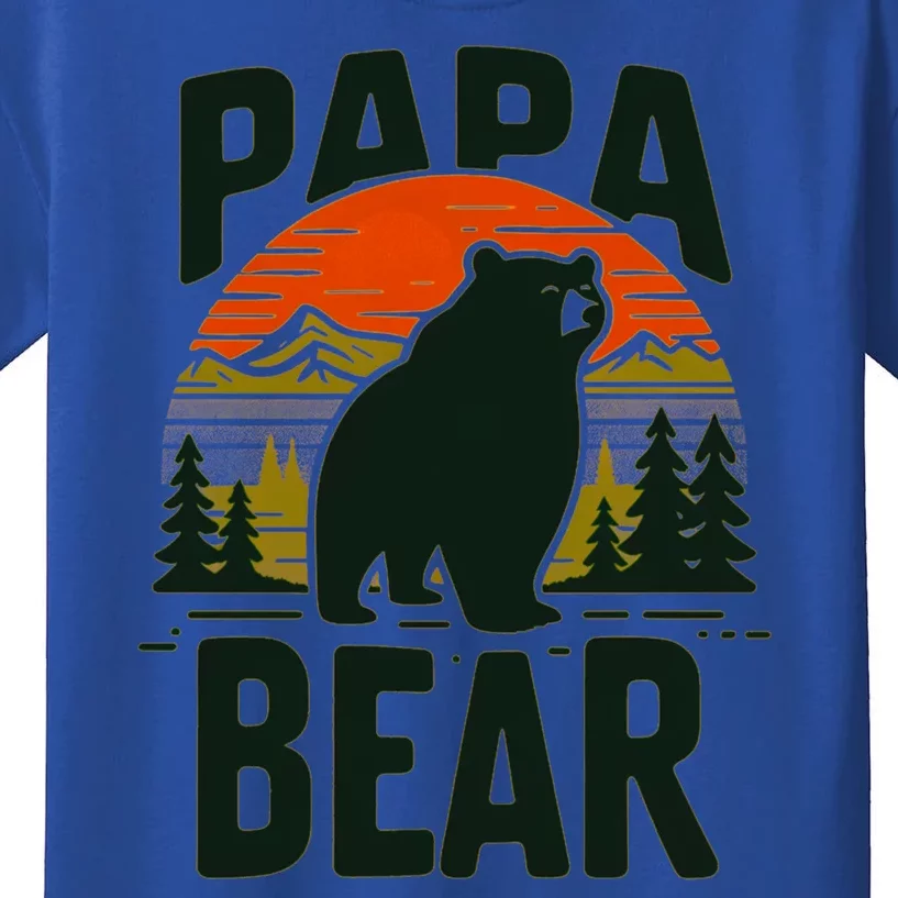 Papa Bear For Proud Dad Husband Uncle Grizzly Fathers Day Cool Gift Kids T-Shirt