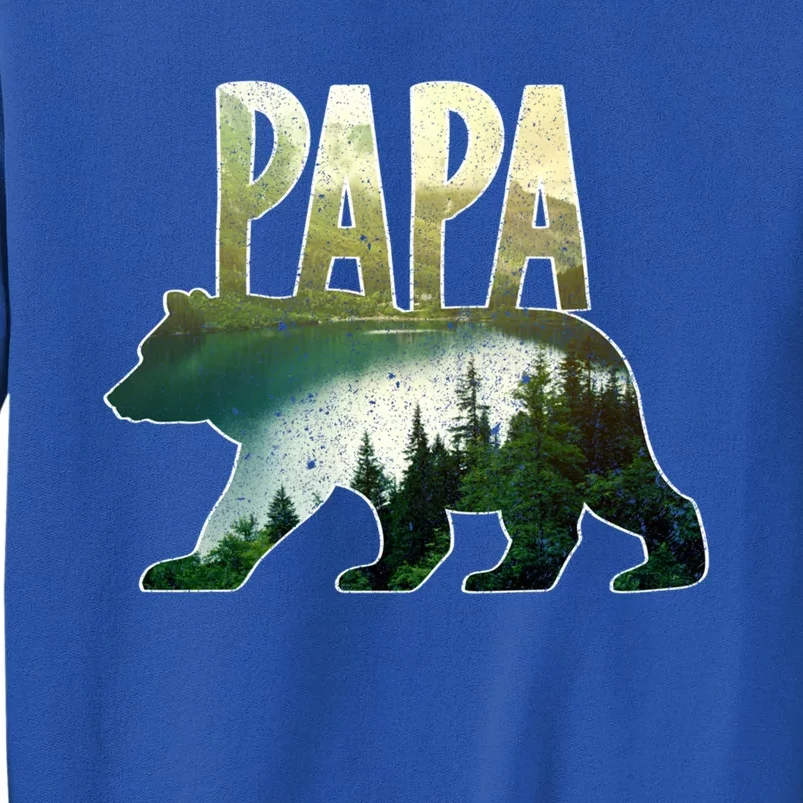 Papa Bear Forest Lake Mountain Scene Outdoors FatherS Day Gift Tall Sweatshirt