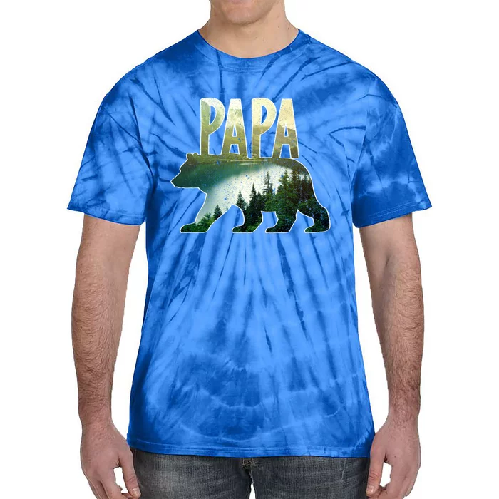 Papa Bear Forest Lake Mountain Scene Outdoors FatherS Day Gift Tie-Dye T-Shirt