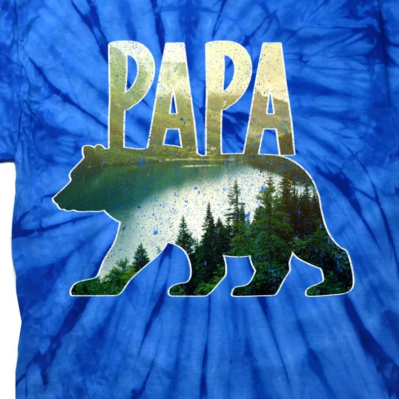 Papa Bear Forest Lake Mountain Scene Outdoors FatherS Day Gift Tie-Dye T-Shirt