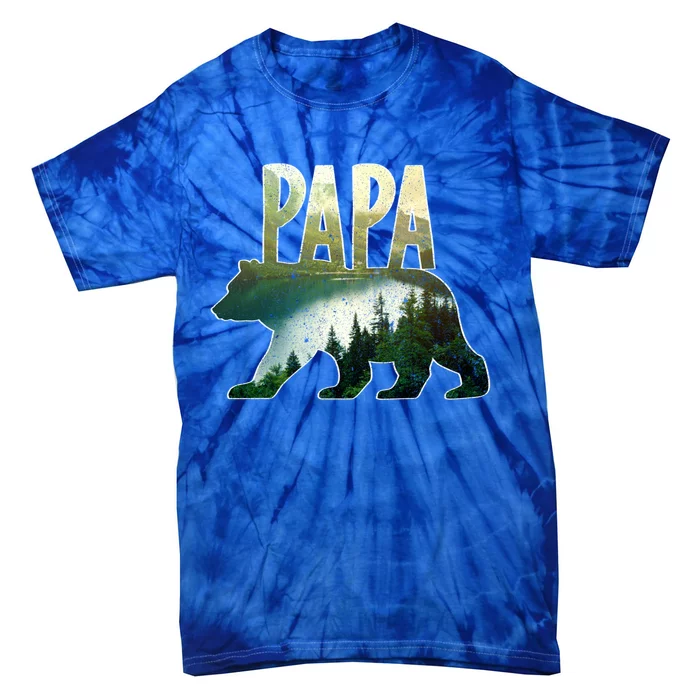 Papa Bear Forest Lake Mountain Scene Outdoors FatherS Day Gift Tie-Dye T-Shirt