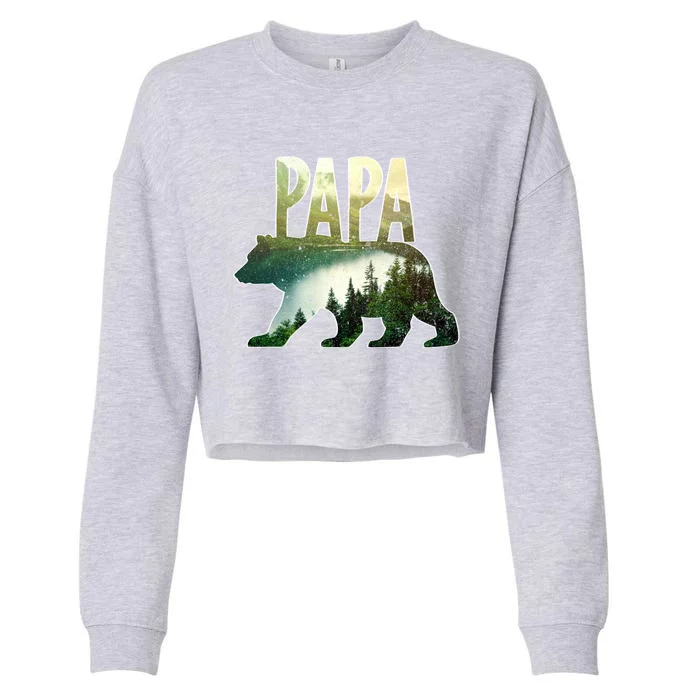 Papa Bear Forest Lake Mountain Scene Outdoors FatherS Day Gift Cropped Pullover Crew