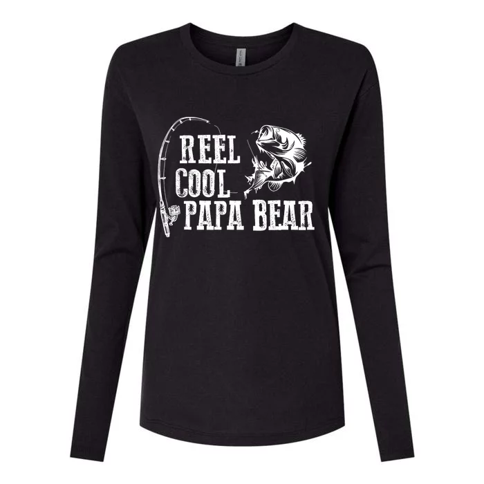 Papa Bear Fishing Reel Cool Papa Bear Womens Cotton Relaxed Long Sleeve T-Shirt