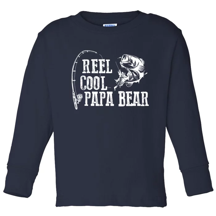 Papa Bear Fishing Reel Cool Papa Bear Toddler Long Sleeve Shirt