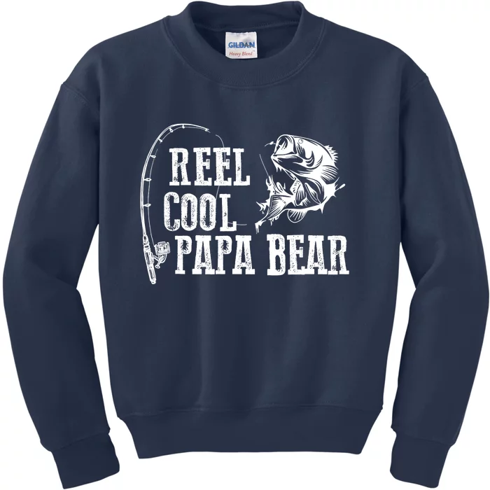 Papa Bear Fishing Reel Cool Papa Bear Kids Sweatshirt