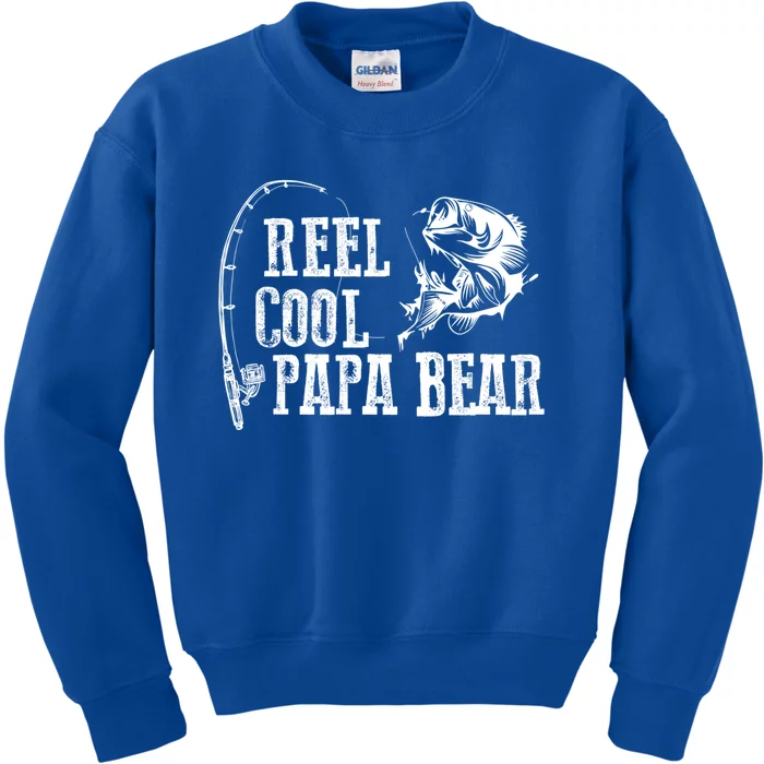 Papa Bear Fishing: Reel Cool Papa Bear Funny Gift Kids Sweatshirt