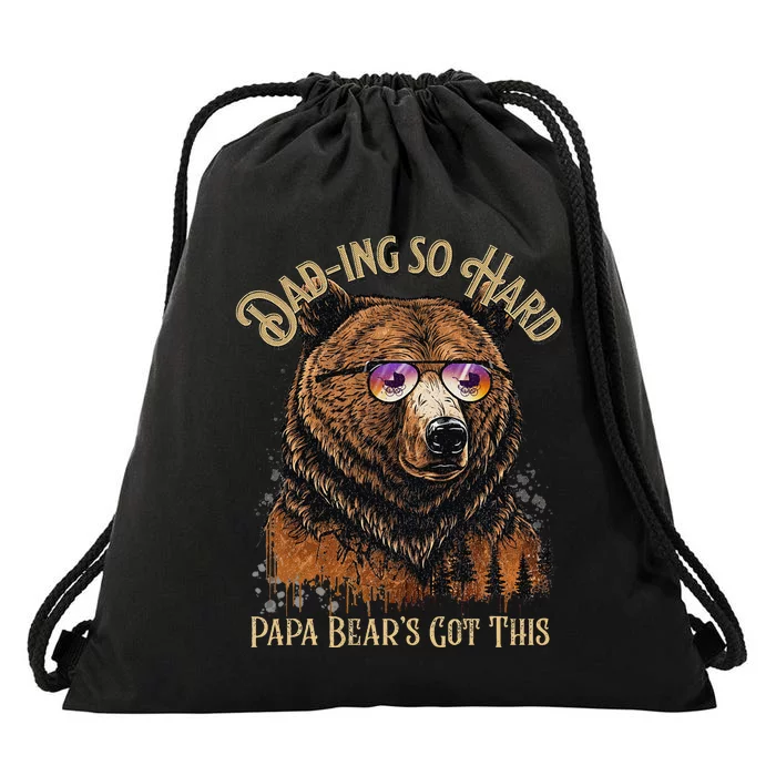 Papa Bear Funny Fathers Day Gift Drawstring Bag