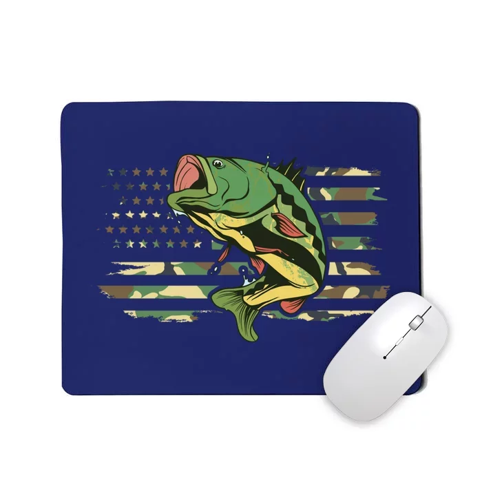 Patriotic Bass Fishing American Flag Fish Fisherman Gift Mousepad