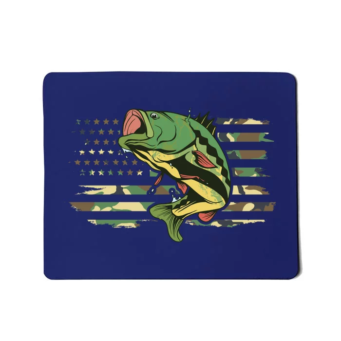 Patriotic Bass Fishing American Flag Fish Fisherman Gift Mousepad