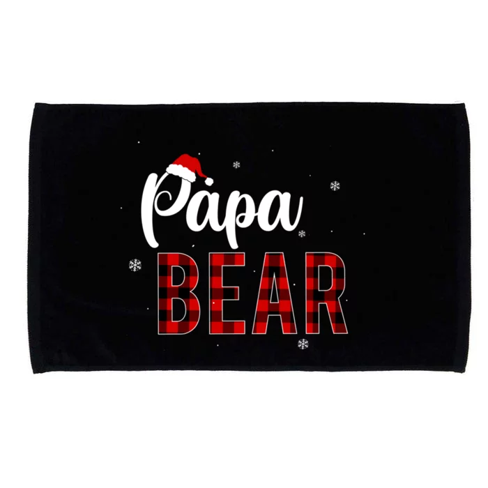 Papa Bear Funny Red Plaid Christmas Pajama Family Dad Meaningful Gift Microfiber Hand Towel