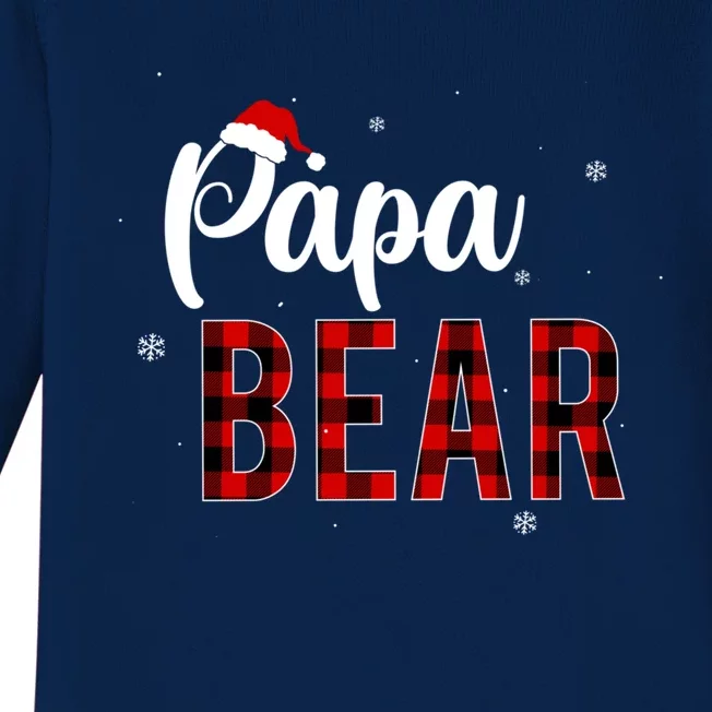 Papa Bear Funny Red Plaid Christmas Pajama Family Dad Meaningful Gift Baby Long Sleeve Bodysuit