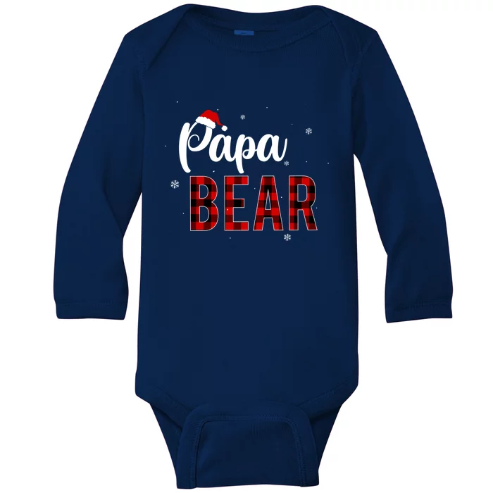 Papa Bear Funny Red Plaid Christmas Pajama Family Dad Meaningful Gift Baby Long Sleeve Bodysuit