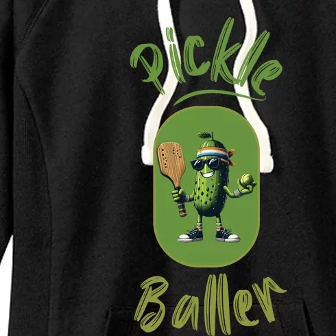 Pickle Baller Funny Pickleball Women's Fleece Hoodie