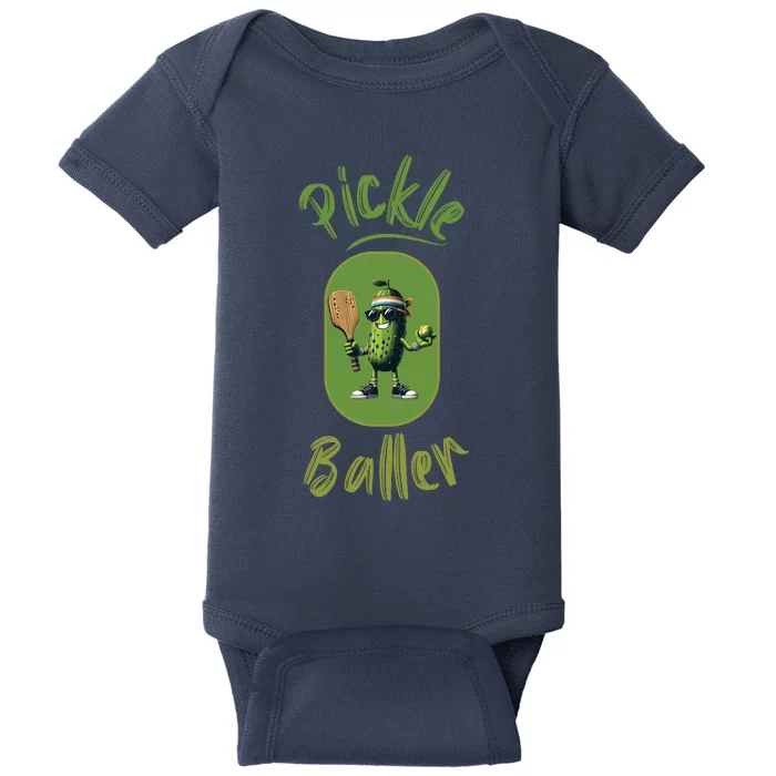 Pickle Baller Funny Pickleball Baby Bodysuit