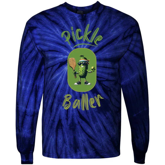 Pickle Baller Funny Pickleball Tie-Dye Long Sleeve Shirt