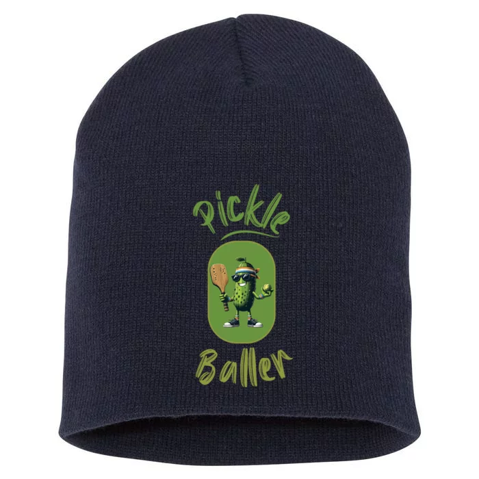 Pickle Baller Funny Pickleball Short Acrylic Beanie