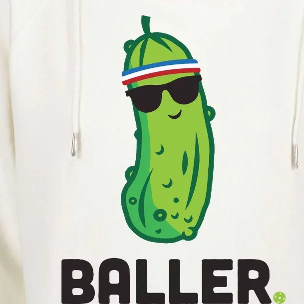 Pickle Baller Funny Pickleball Womens Funnel Neck Pullover Hood