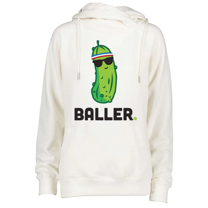 Pickle Baller Funny Pickleball Womens Funnel Neck Pullover Hood