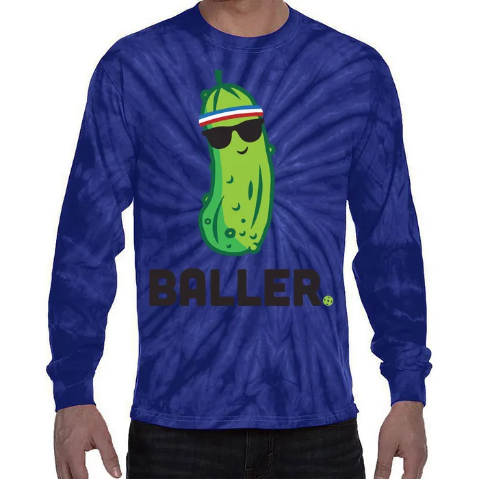 Pickle Baller Funny Pickleball Tie-Dye Long Sleeve Shirt