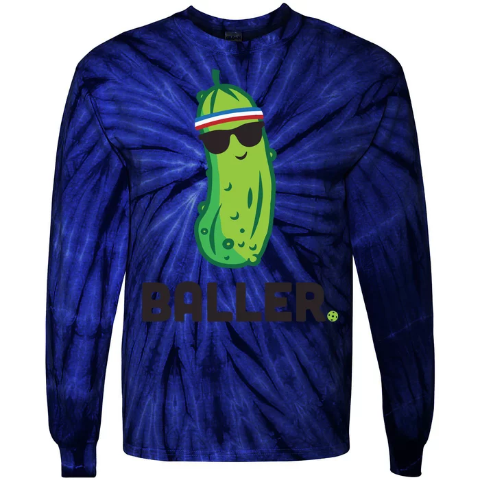 Pickle Baller Funny Pickleball Tie-Dye Long Sleeve Shirt