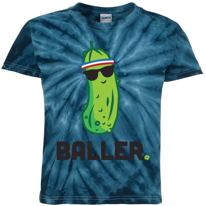 Pickle Baller Funny Pickleball Kids Tie-Dye T-Shirt