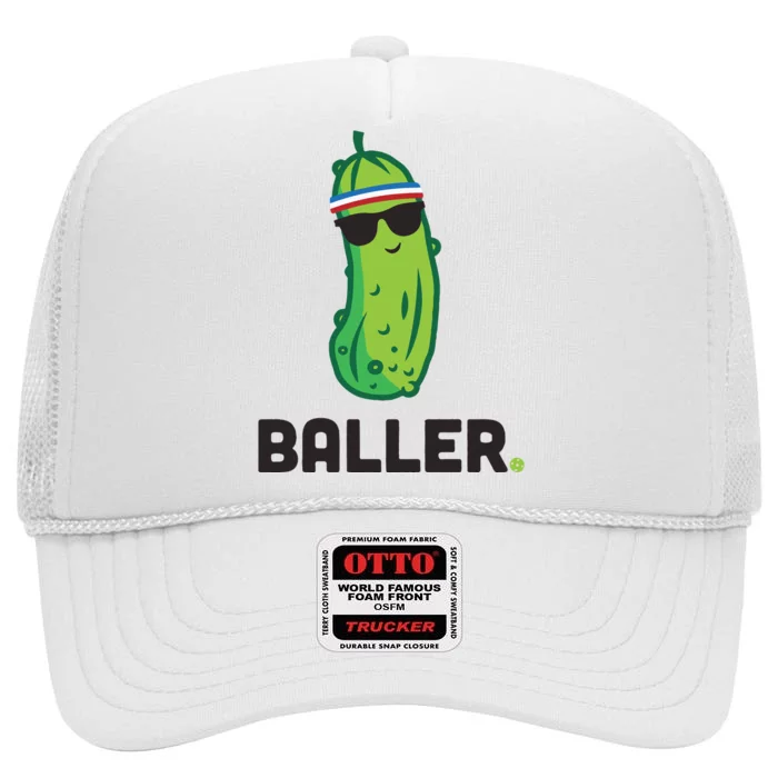 Pickle Baller Funny Pickleball High Crown Mesh Trucker Hat