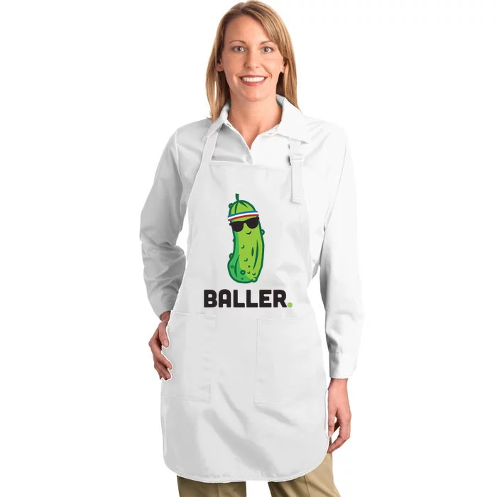 Pickle Baller Funny Pickleball Full-Length Apron With Pocket