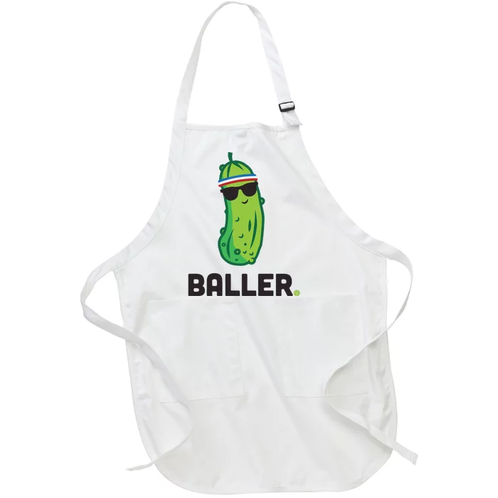 Pickle Baller Funny Pickleball Full-Length Apron With Pocket