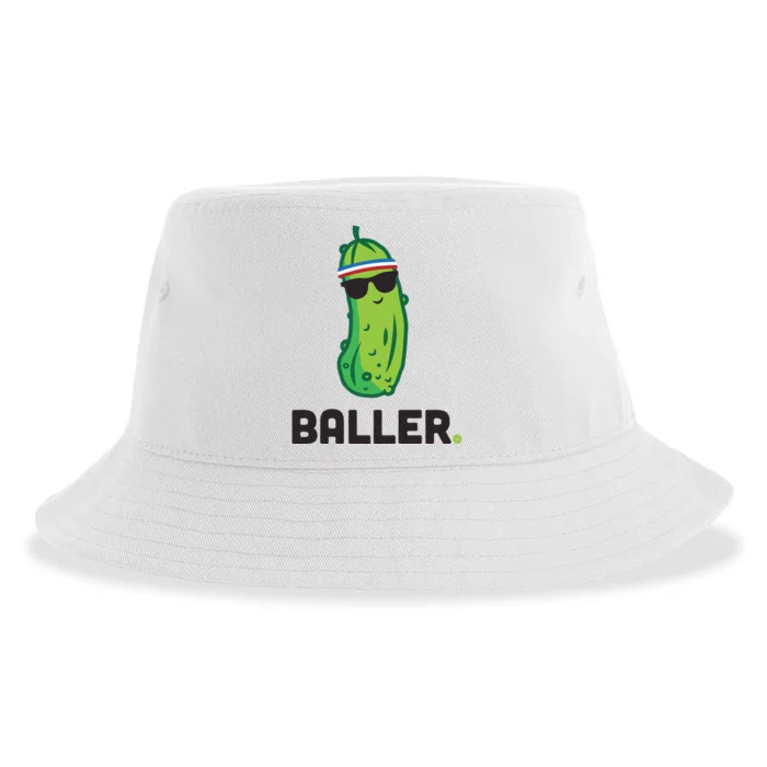 Pickle Baller Funny Pickleball Sustainable Bucket Hat