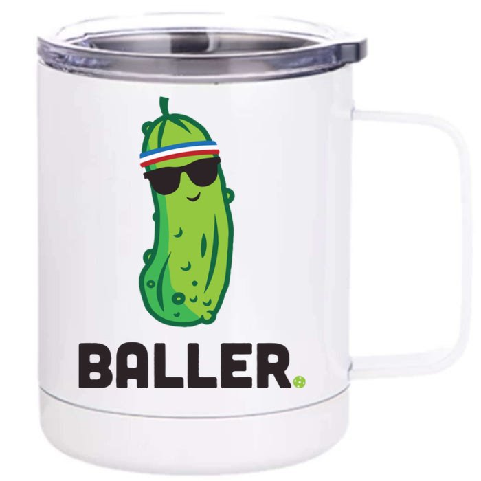 Pickle Baller Funny Pickleball Front & Back 12oz Stainless Steel Tumbler Cup