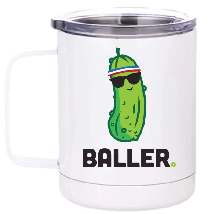 Pickle Baller Funny Pickleball Front & Back 12oz Stainless Steel Tumbler Cup